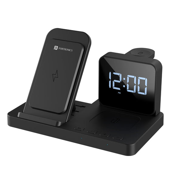 Portronics Bella 15 W 3 in 1 Wireless Charger Black