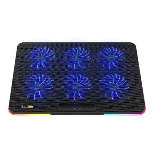 Cosmic Byte Hydroid RGB Cooling Pad with 6 Fans, 60mm Fan Size, Mobile Holder, 7 Levels Height Adjustment, Upto 15