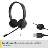 Jabra Evolve 20 Professional headset with easy call management and great sound for calls and music