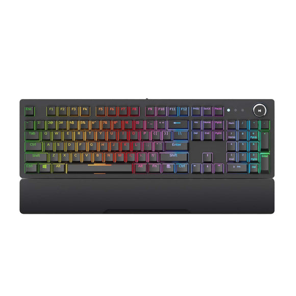 Redgear Shadow Blade Mechanical Keyboard with Drive Customization, Spectrum LED Lights, Media Control Knob and Wrist Support Black