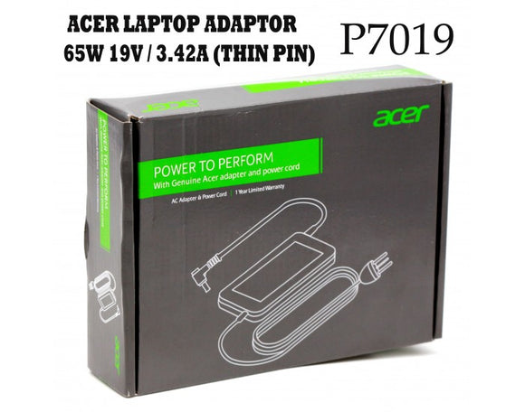 Acer Laptop Adaptor 65W 19V / 3.42A THIN PIN PA-1650-02