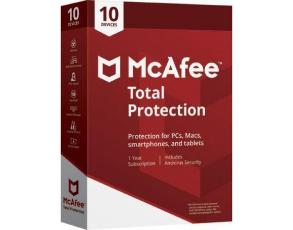 Mcafee Total Protection 10 USER  1 YEAR  MTP00PNRXRIN