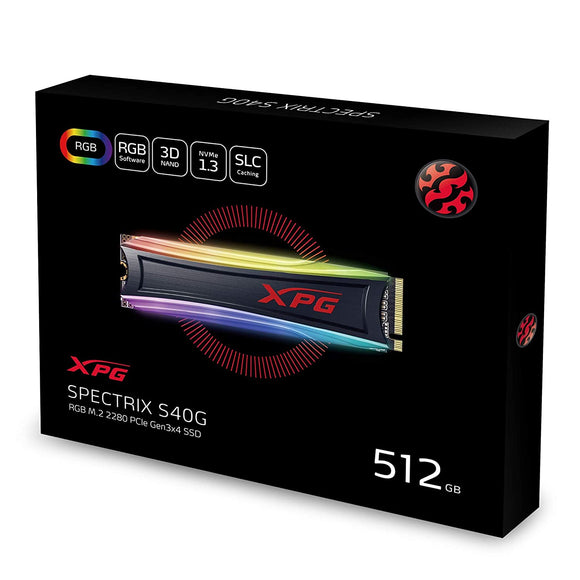 Adata SSD XPG S40G 512GB RGB 3D NAND PCIe Gen3x4 NVMe 1.3 M.2 2280 Internal SSD AS40G-512GT-C BROOT COMPUSOFT LLP JAIPUR