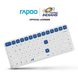 Rapoo E9050L Mumbai Indians Compact Wireless Keyboard – 78-Key, Slim 5.3mm, Multi-Mode (BT 4.0/5.0 & 2.4GHz), FN Hotkeys, Aluminum Alloy, Rechargeable, Win/Mac