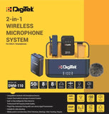 Digitek DWM-110 2-in-1 Wireless Microphone System with 2.4GHz RF, 50m Range, 8Hr Run Time, Plug & Play