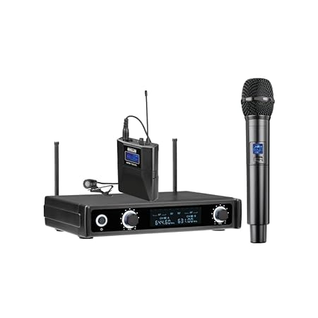AHUJA - PA UHF Dual Wireless Microphone Speaker for Home, Outdoor, Travel (AWM-700UHL, Black