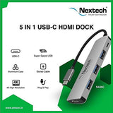 Nextech 5 in 1 USB Type-C Dock with HDMI, USB 3.0, PD 100W for Laptop with High Speed Data Transfer 5Gbps  NA36C