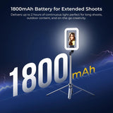 Digitek DTR 630 SS Extendable Tripod Selfie Stick with Fill Light, Quadpod Base