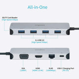 Rapoo XD200C USB C Hub Adapter, 10-in-1 Adapter, with 4K HDMI