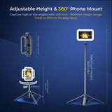 Digitek DTR 630 SS Extendable Tripod Selfie Stick with Fill Light, Quadpod Base