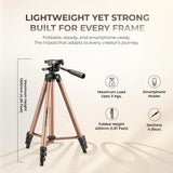 Digitek DTR 420LW Tripod for Camera & Smartphone with Holder – 4.26ft Max Height, 3Kg Load, 4-Section Legs, 3-Way Head, Quick Release Plate - Ideal for Photography & Videography