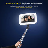 Digitek DTR 630 SS Extendable Tripod Selfie Stick with Fill Light, Quadpod Base