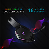 Rapoo VH710 Gaming Headphone Virtual 7.1 Channel Customized Drive ENC Noise Reduction Microphone 50mm Unit RGB Light Wired Control - Black