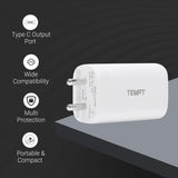Tempt Alpha 65W Triple Port Smart Fast USB Type A Charging Adaptor with GaN Technology White BROOT COMPUSOFT LLP JAIPUR