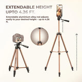 Digitek DTR 420LW Tripod for Camera & Smartphone with Holder – 4.26ft Max Height, 3Kg Load, 4-Section Legs, 3-Way Head, Quick Release Plate - Ideal for Photography & Videography