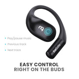NG EarSafe OpenBuds Wireless Open Ear Earbuds with Hook Design Quad Mic ENC for Clear Calls  12x17mm Drivers  Premium Silicone Finish