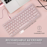 Rapoo E9050 C-Type Rechargeable Bluetooth Wireless Multi-Device 4 Devices Keyboard Pink