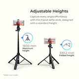 DIGITEK DTR-525 SS 160 CM Long Tripod Selfie Stick with Wireless Remote, Aluminum Rod with 3 Legs Base, 360° Head, GoPro Adapter, 7 Section Adjustment - Compatible with Phones & Action Cameras