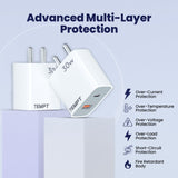 Tempt Bolt 30W QC+PD Charger with Dual Port USB-A & Type-C Includes 1m 6A SuperVOOC Cable
