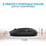 Amkette Hush Pro Spectra 2.4 GHz Silent Switch Wireless Mouse with Ergonomic Design Black