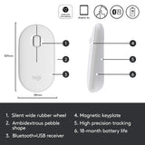 Logitech Pebble M350 Wireless Mouse with Bluetooth - White