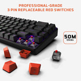 Amkette EvoFox Katana S Mini Wireless Mechanical Keyboard  Tri-Mode 3X BT, 2.4GHz & Wired Connectivity Hot-Swappable Red Switches 68-Key Compact  Rainbow Backlight  Rechargeable Battery Black