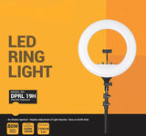 Digitek Platinum DPRL-19RT Professional LED Ring Light Runs on AC Power with No Shadow apertures, Ideal use for Makeup, Video Shoot,