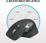 Rapoo MT760L Wireless Bluetooth Mouse, Ergonomic Design, 4 Adjustable DPI, 8 Programmable Buttons, 90 Days Battery Life, Matte Black