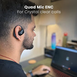 NG EarSafe OpenBuds Wireless Open Ear Earbuds with Hook Design Quad Mic ENC for Clear Calls  12x17mm Drivers  Premium Silicone Finish