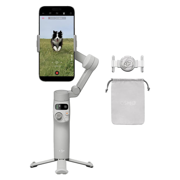 DJI Osmo Mobile 7 Gimbal Stabilizer for iPhone, Android, Built-in Tripod, Ultra-Light, 3-Axis Phone Gimbal White
