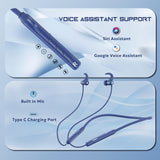 Tempt Groove Bluetooth 5.2 Neckband with OxyAcoustics Technology Navy Blue