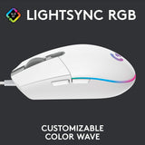 Logitech G203 Wired Gaming Mouse Rainbow Effect LIGHTSYNC White
