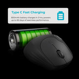 Rapoo MT560 Wireless Mouse Wireless Mouse 4000 DPI Sensor Environmentally Friendly Rechargeable Battery Ergonomic PC & Mac - Black