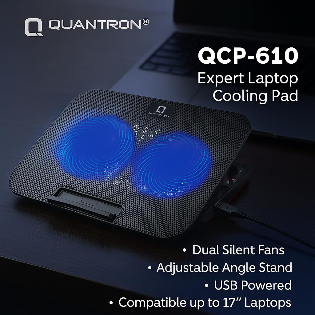 Quantron Laptop Cooling Pad Dual Fan 17 Inch QCP-610 – BROOT COMPUSOFT LLP