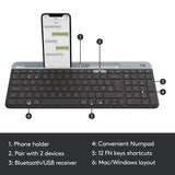 Logitech K580 Slim Multi-Device Wireless Keyboard – Bluetooth Receiver Graphite