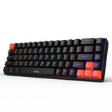 Amkette EvoFox Katana S Mini Wireless Mechanical Keyboard  Tri-Mode 3X BT, 2.4GHz & Wired Connectivity Hot-Swappable Red Switches 68-Key Compact  Rainbow Backlight  Rechargeable Battery Black