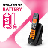 Beetel X70 Cordless Landline , 2.4GHz, 2 Way Speakerphone, Volume Adjustment- Black