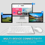 Rapoo 8000M Multi-Mode Keyboard & Mouse Bluetooth 3.0/4.0 Wireless 2.4 GHz 1300 DPI Combo-White