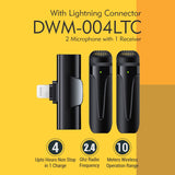 Digitek DWM-004 PRO  Wireless Microphone with Receiver Set, 2 Mics + 1 Receiver, Lightning Connector, 4 Hours