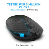 Amkette Hush Pro Spectra 2.4 GHz Silent Switch Wireless Mouse with Ergonomic Design Black
