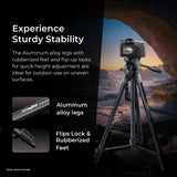 Digitek DTR-550 LT 65 Inch Lightweight Tripod Maximum Load up to 5kg 5.57 Feet Tall for Digital SLR & Video Cameras, Made Aluminium Material