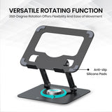 Portronics My Buddy A1, Metal Tablet Stand, 360° Rotating Base, Height & Angle Adjustable