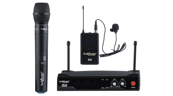 Studiomaster dual wireless Microphone 1 hand mic & 1 colar mic XR 40HL