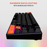 Amkette EvoFox Katana S Mini Wireless Mechanical Keyboard  Tri-Mode 3X BT, 2.4GHz & Wired Connectivity Hot-Swappable Red Switches 68-Key Compact  Rainbow Backlight  Rechargeable Battery Black