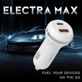 Tempt 48W Electra Max Fast Car Charger with Dual Output White