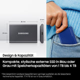 Samsung T7 1TB Up to 1,050MB/s USB 3.2 Gen 2 10Gbps, Type-C External Solid State Drive (Portable SSD) Grey