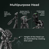 Digitek DTR-550 LT 65 Inch Lightweight Tripod Maximum Load up to 5kg 5.57 Feet Tall for Digital SLR & Video Cameras, Made Aluminium Material