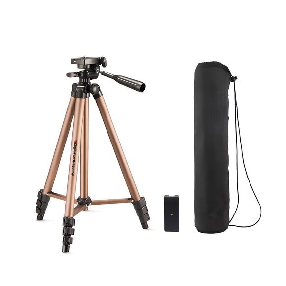 Digitek DTR 420LW Tripod for Camera & Smartphone with Holder – 4.26ft Max Height, 3Kg Load, 4-Section Legs, 3-Way Head, Quick Release Plate - Ideal for Photography & Videography