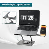 Portronics My Buddy K9 Pro 2-in-1 Laptop & Phone Stand with 360° Rotating Base, Adjustable Height & Angle, Foldable Metal Design