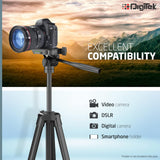 DIGITEK (DTR 480LW) 57 Inch Portable Aluminium Alloy Tripod with Smartphone Holder & 360° Ball Head, 3 Section Adjustment, 2kg Load Capacity, Carry Bag, Compatible with Smartphone, Video Camera, DSLR.
